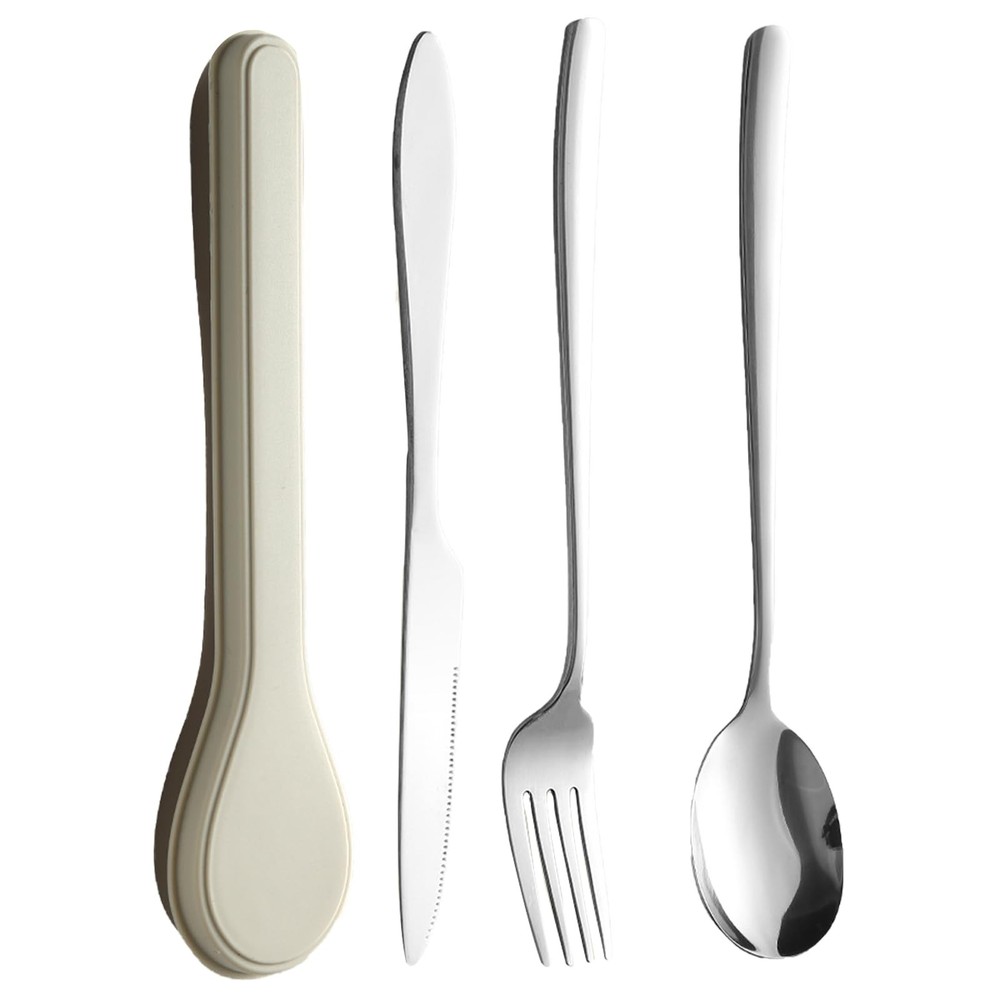 Travel Utensils with Case, Portable Silverware Set for Work, 1, Gray