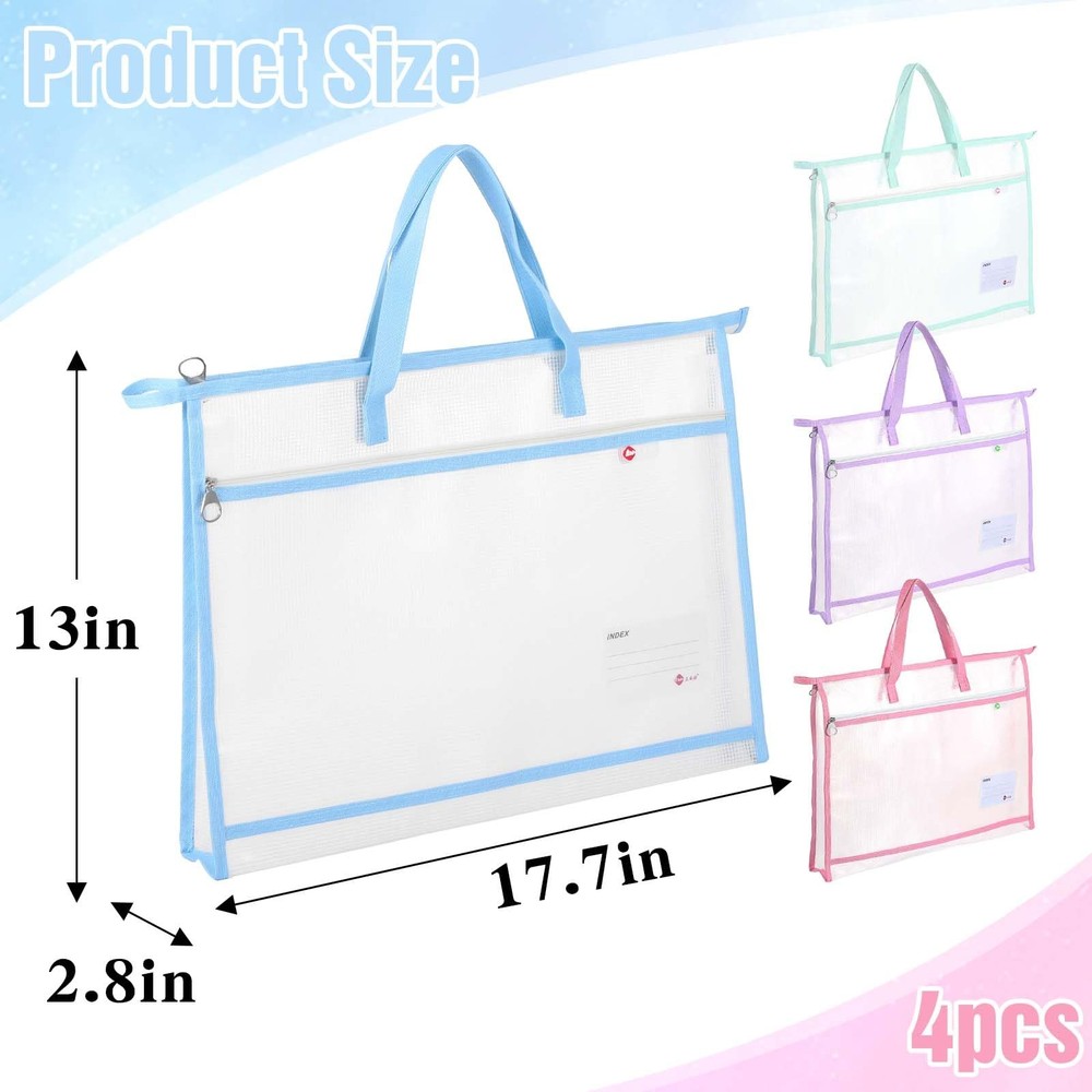4 Pcs A3 Project Bag for Quilting Craft Storage 4 Pcs, Multicolor