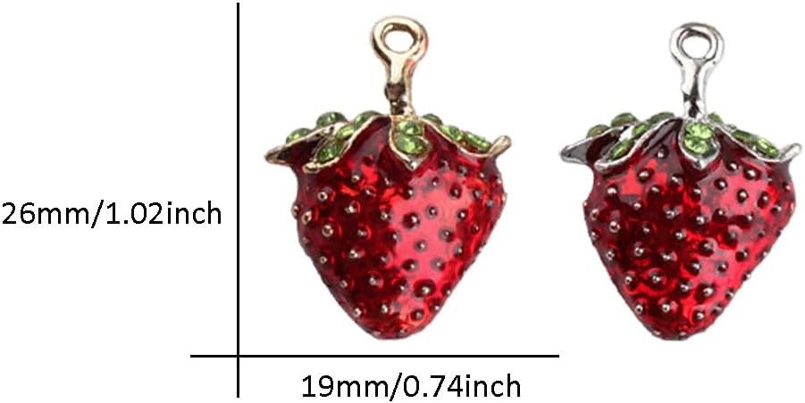Enamel Fruit Charms Pendants 20 PCS Strawberry Single Sided