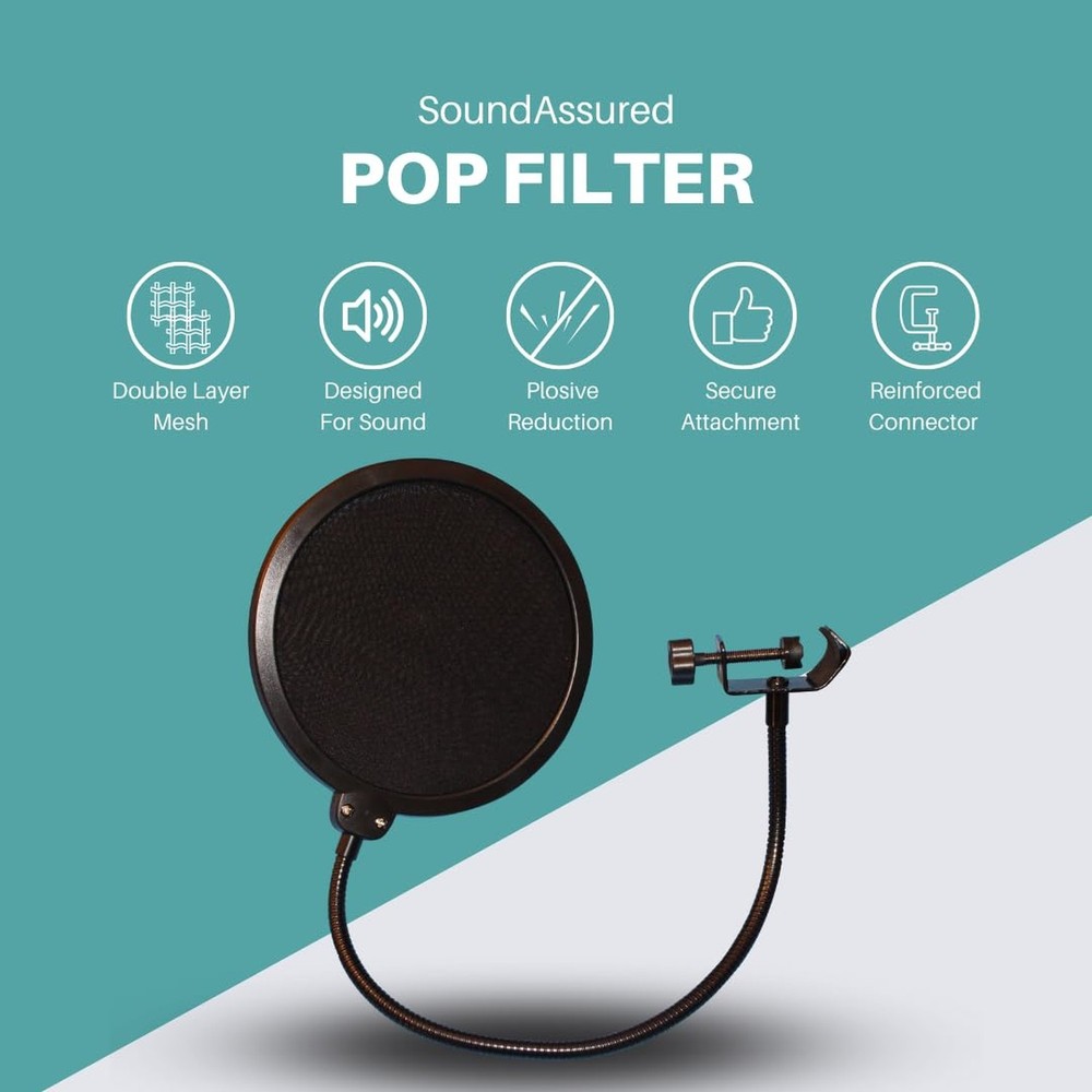 Pop Filter For Studio Microphone, Pop Shield Mic Wind Screen For Better Vocal...