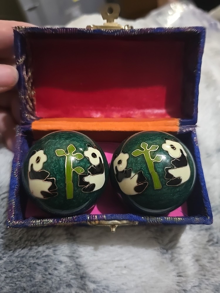 Chinese Ying Yang Baoding Stress Balls with Chimes Box Included