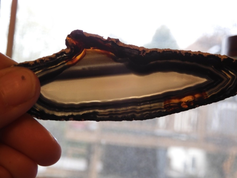 Agate Slice - Pinhole For Hanging or Display - 4 " X 1" - Beautiful!