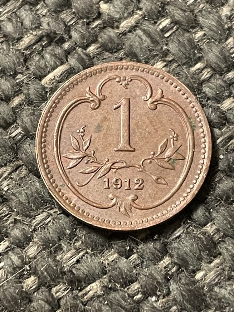 1912 Austria 1 Heller Coin