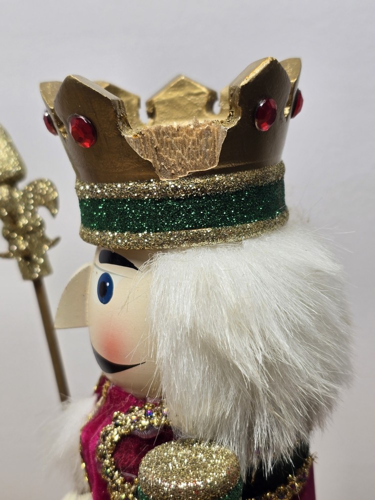 15” Tall Flashy Metallic Gold Glitter Nutcracker Christmas Decor