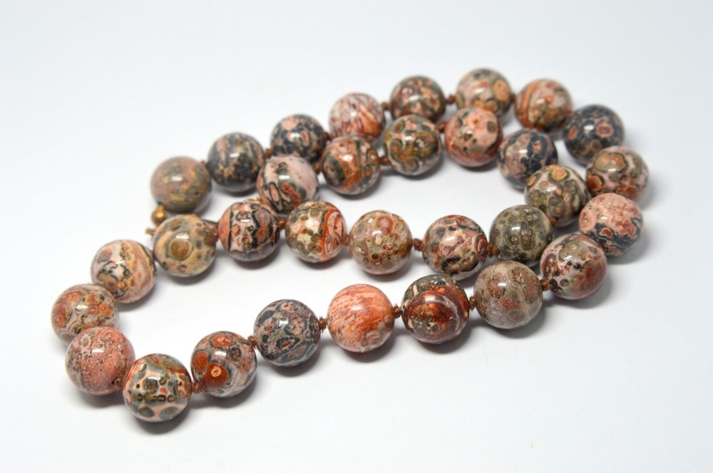 NATURAL POLISHED LEOPARD JASPER ROUND NECKLACE