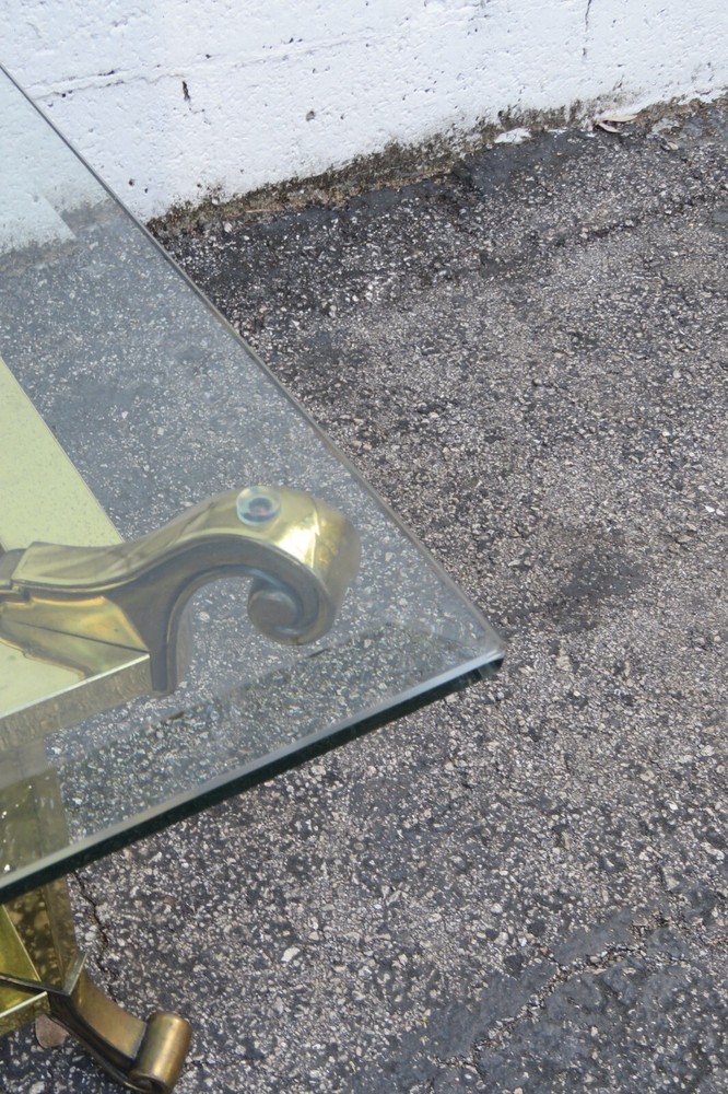 Hollywood Regency Brass Finish Rectangle Coffee Table 5763