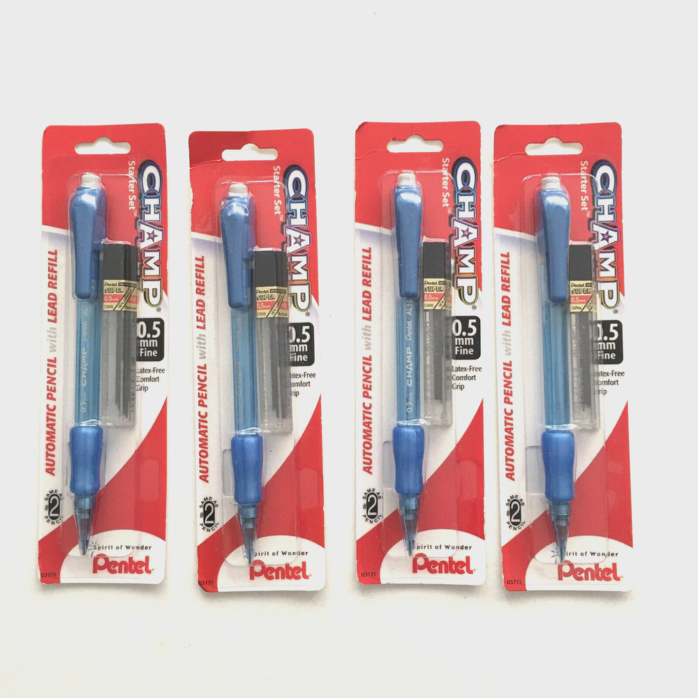 4 Pentel Champ Automatic Lead Pencil with Refill 0.5 mm