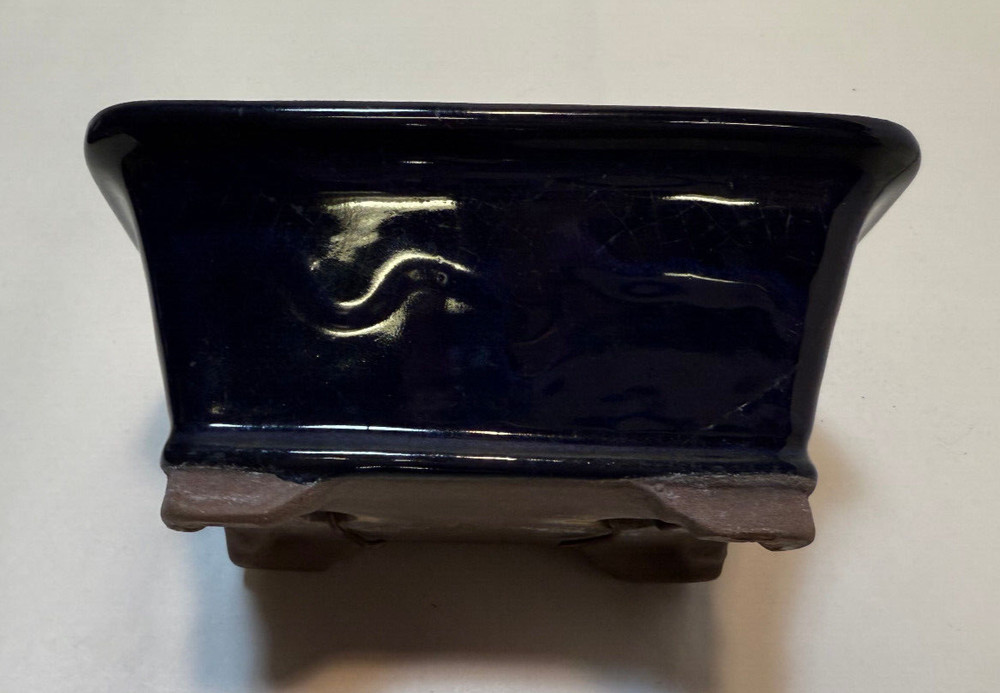 Dark Blue 6" X 4" Ceramic Bonsai Pot