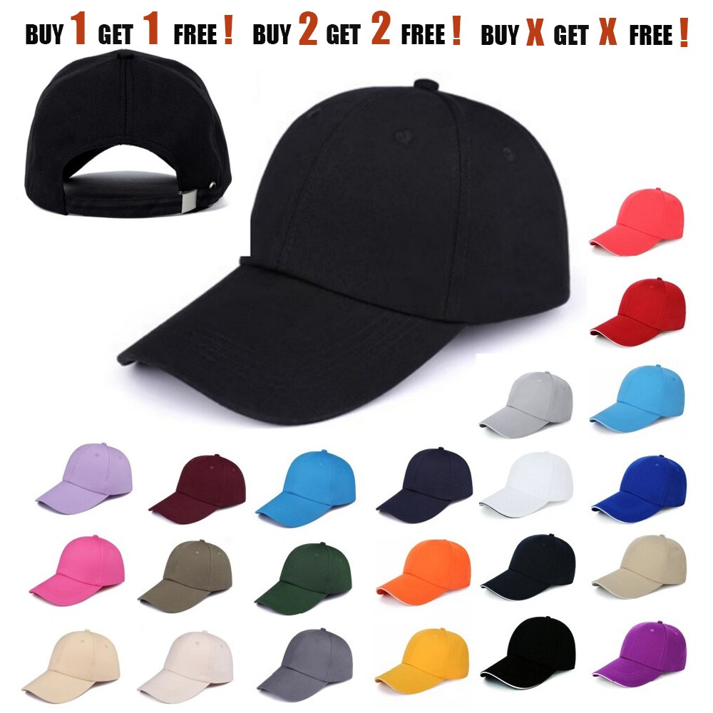 Plain Baseball Cap Curved Visor Solid Blank Color Caps Hat Hats Adjustable