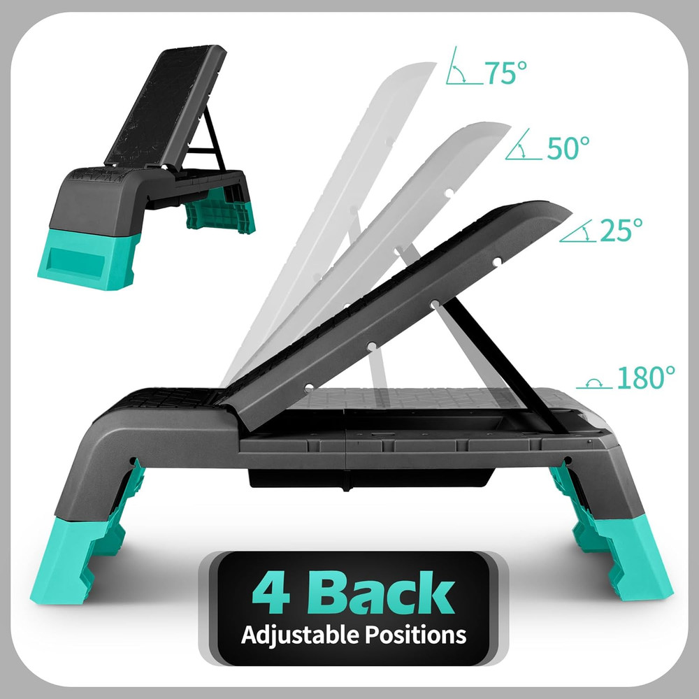 Exercise Step Platform, Multifunctional Aerobic Deck with Cord and Adjustable Du