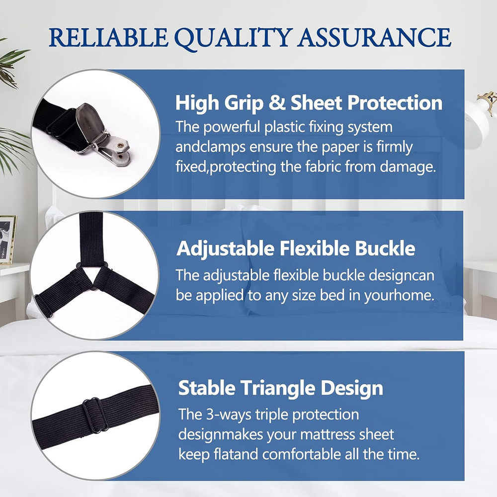 Gift for Mum!Sheet Fasteners Keepers-Adjustable Elastic Bed Sheet Holder Straps