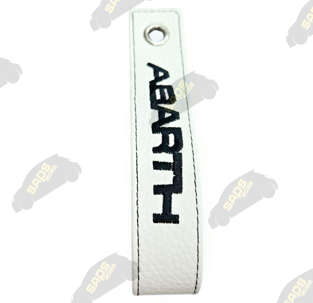Abarth White / Black Stitch Leather Interior Boot Pull Strap Handle Fiat 500