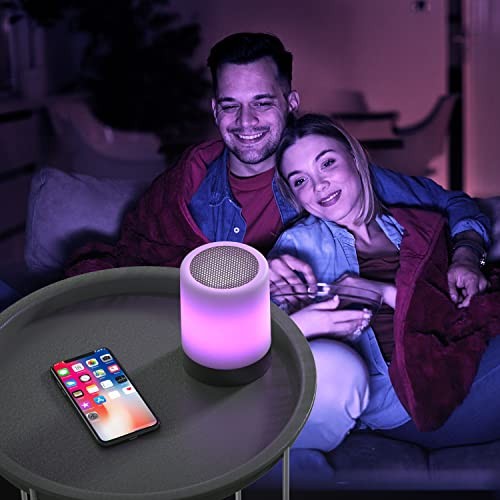 Touch Control Bedside Lamp with Bluetooth Speaker, Dimmable Night Light, Black