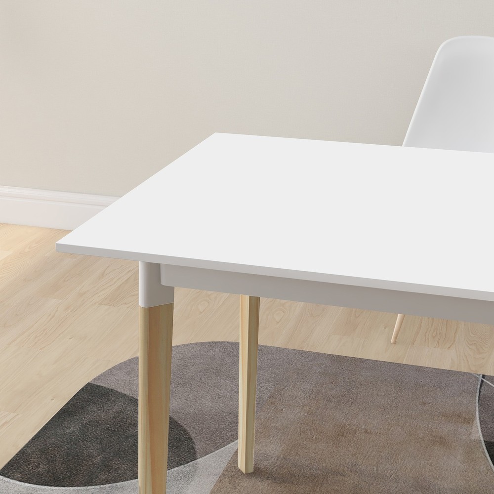 Modern Dining Table 47 Inch Kitchen Table Rectangular Top with Solid Wood Leg