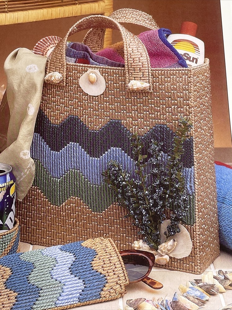 Seashore Tote Set Eyeglass Case & Can Caddy Annie's Plastic Canvas Pattern