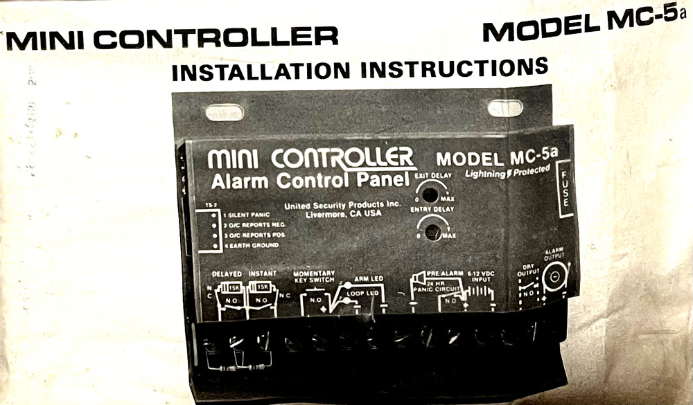 Mini Controller alarm Control System By United Security Products MC-5a TRI-STAR