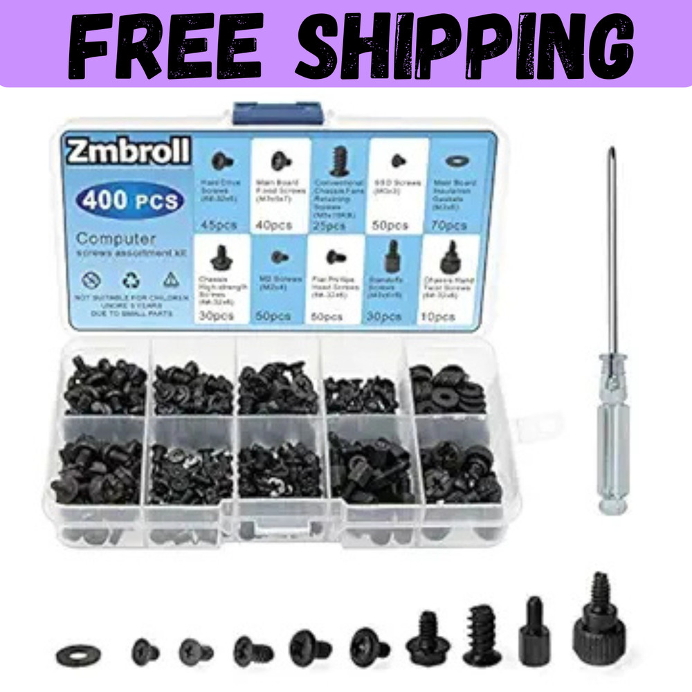 400Pcs Computer Screws Standoffs Kit SSD Screw for Universal Motherboard PC