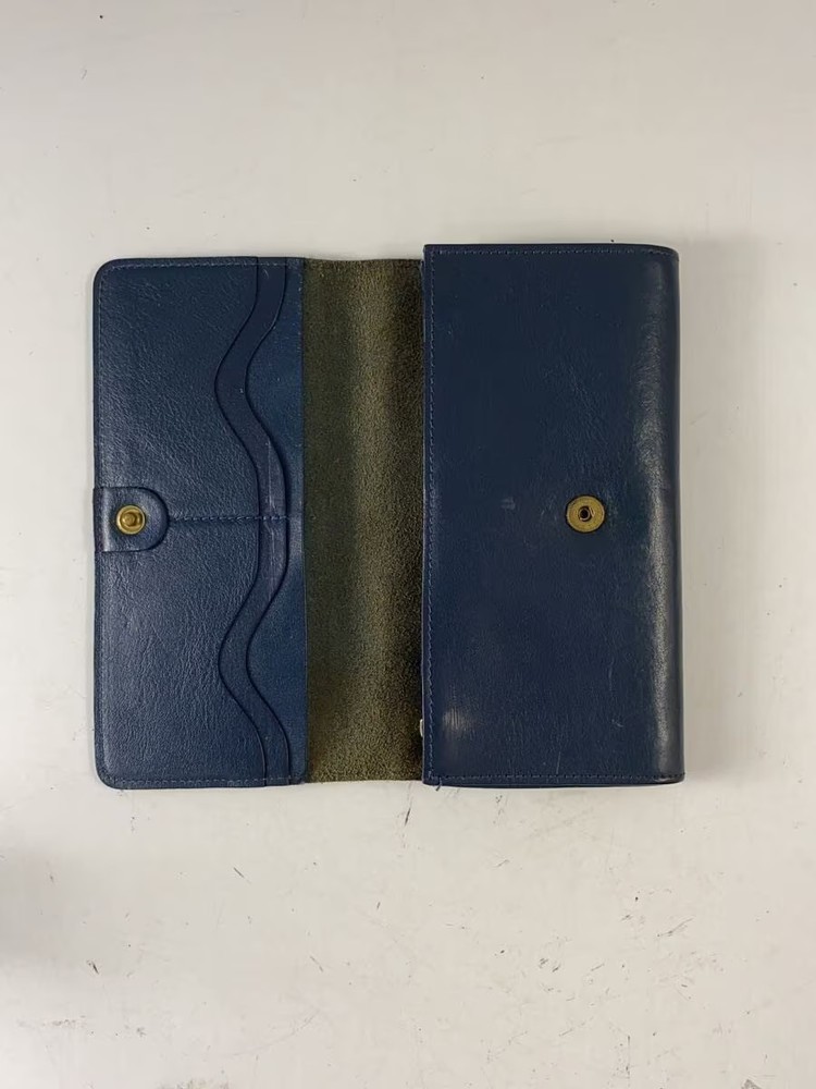 IL BISONTE Men's Long Wallet in Solid Leather (NVY)