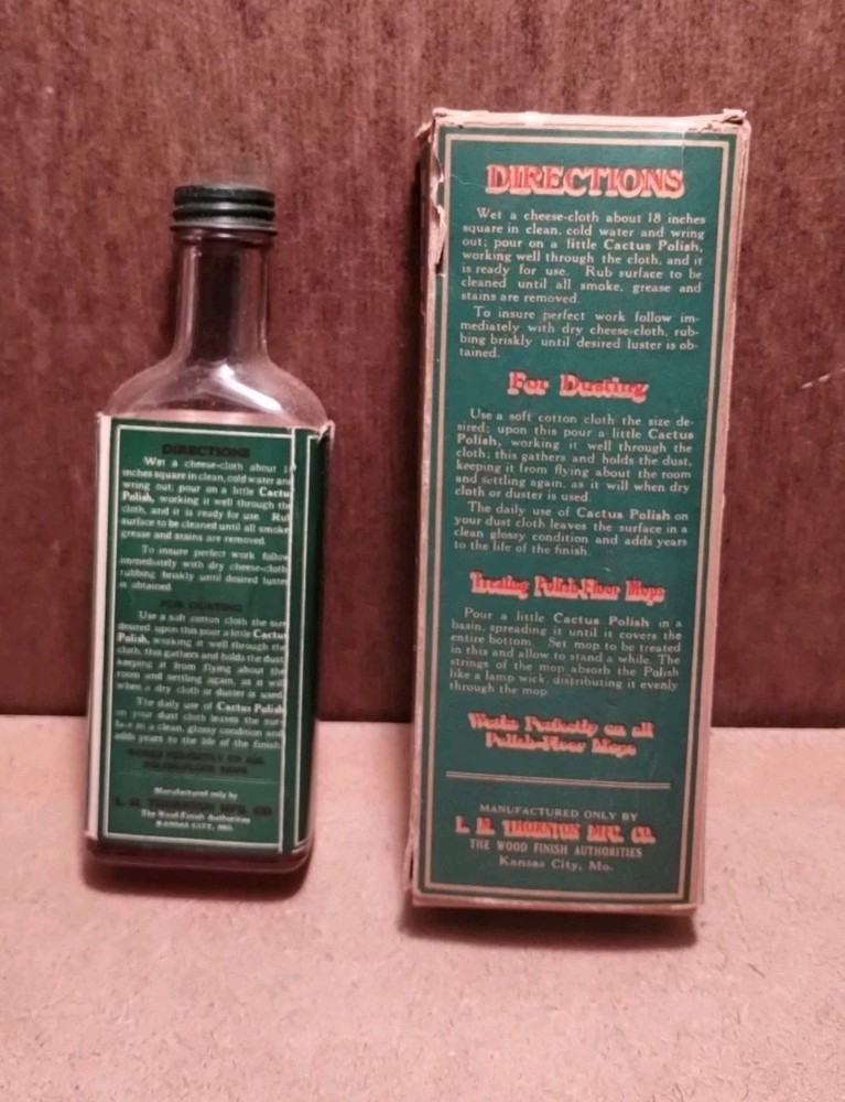 1920'S CACTUS POLISH & CLEANER BOTTLE & BOX