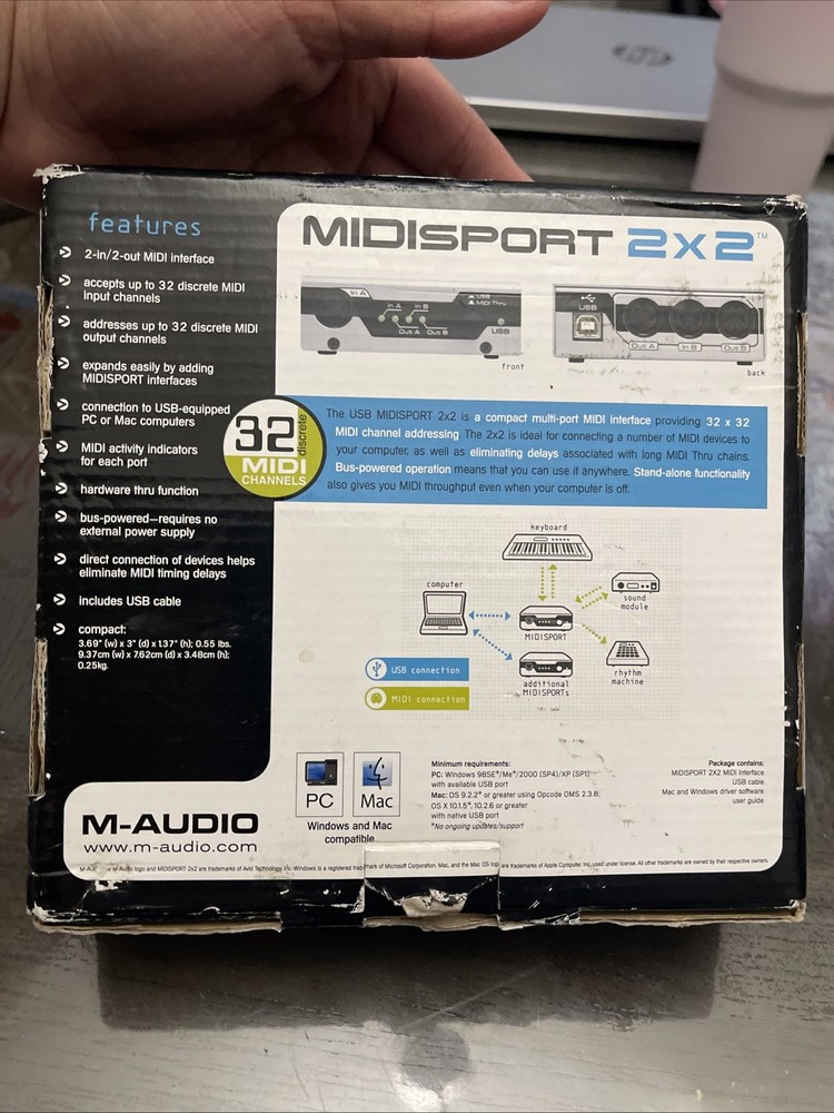 Maudio audio interface Midisport 2x2 USB Midi Interface