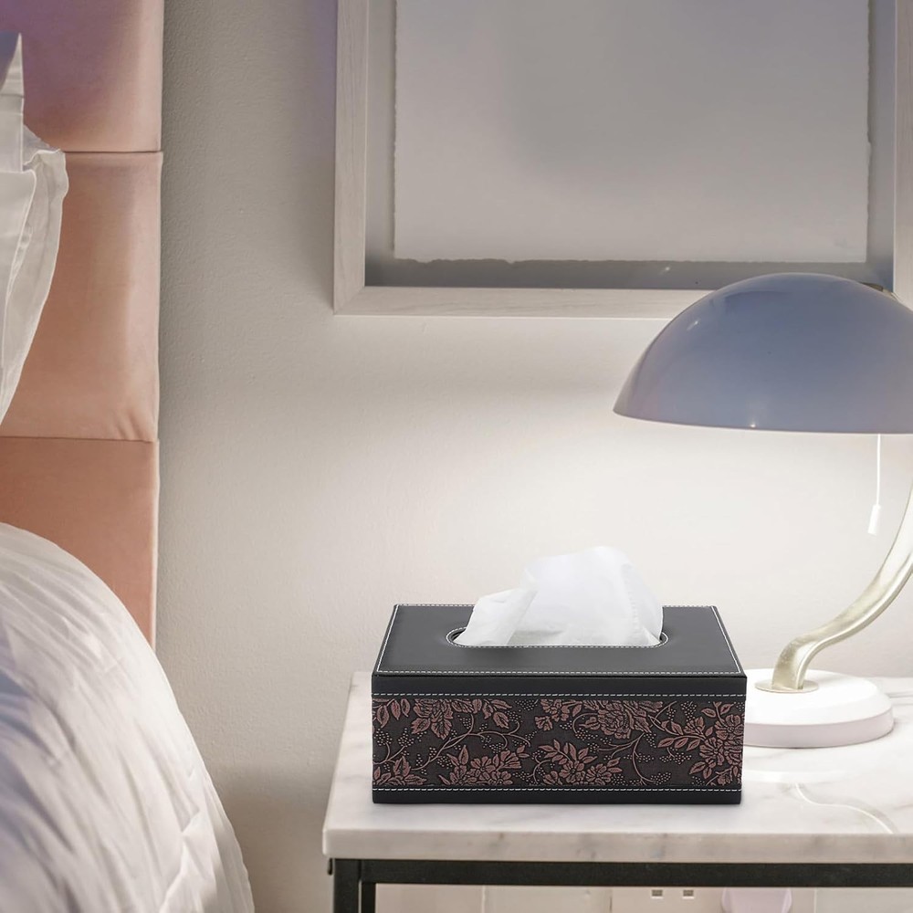 Rectangular Tissue Holder with Magnetic Closure - High-Quality Faux Leather