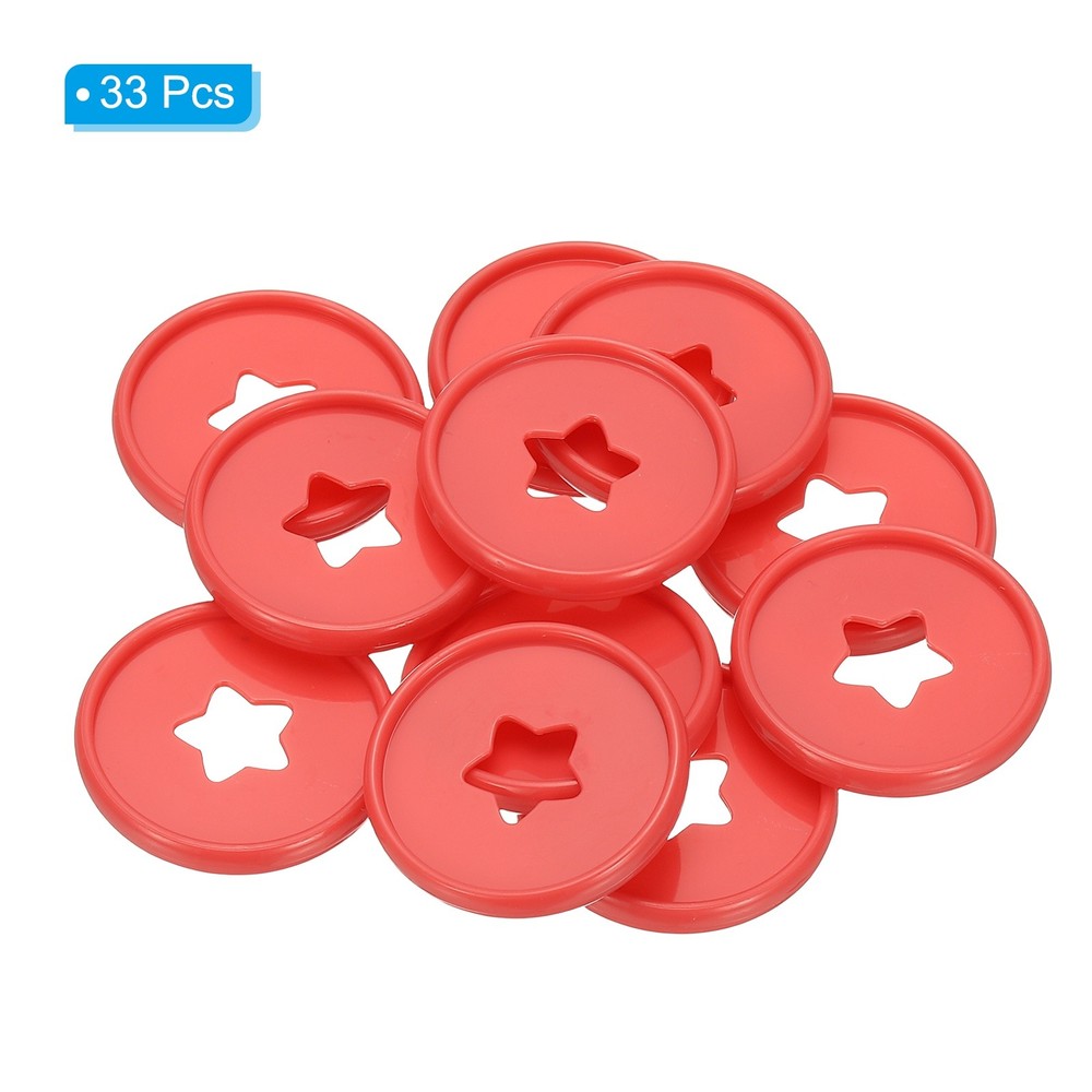 35mm Plastic Book Binding Discs, 33 Pack Expansion Discs Star, Red