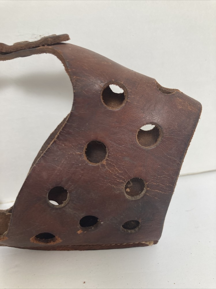Vintage Thick Leather Dog Muzzle Large - XLarge adjustable strap