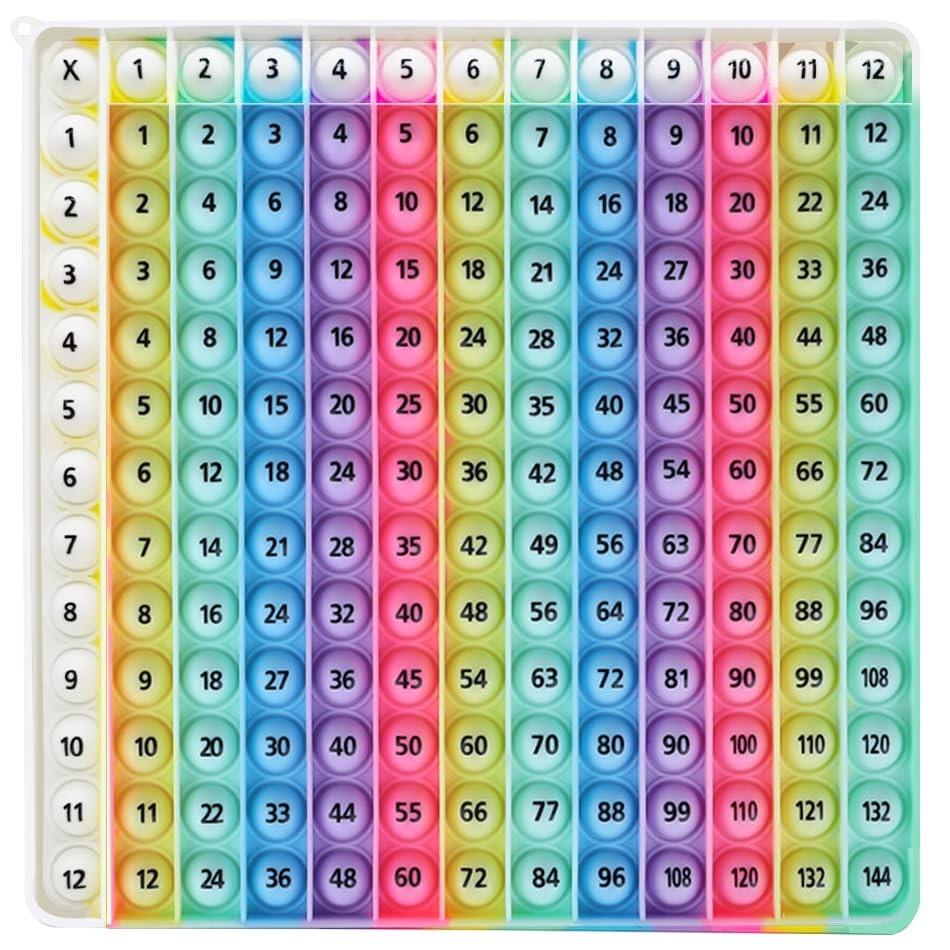 Rainbow Multiplication Table Pop Fidget Toy, Educational Math Learning Board ...