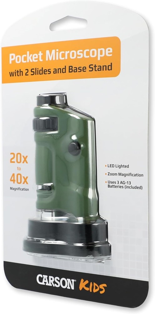 MicroBrite 20x-40x Zoom LED Pocket Microscope – Compact & Lighted MM-24