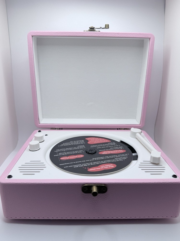 CD Player Portable Bluetooth, Pink Retro CD Player Leather