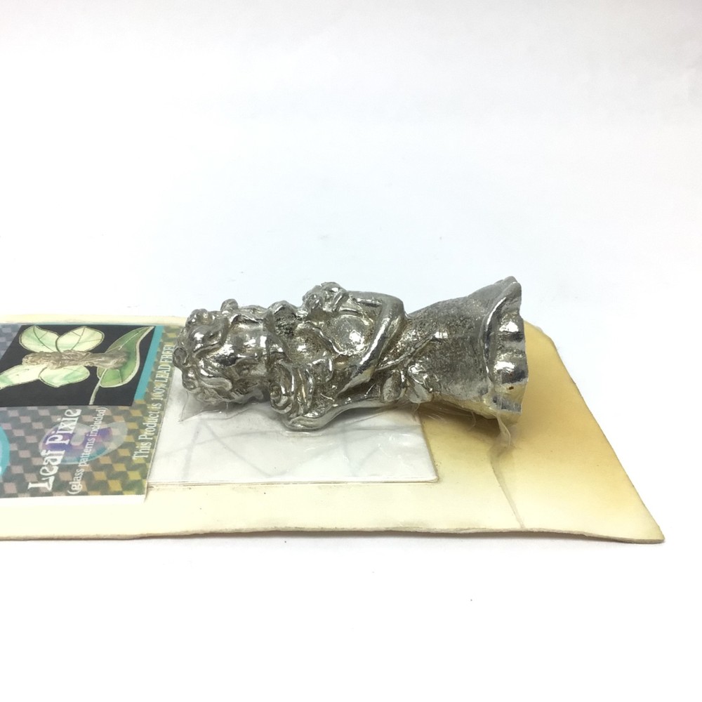 Vintage Casting Connection Leaf Pixie Pewter Figurine with Stained Glass Pattern