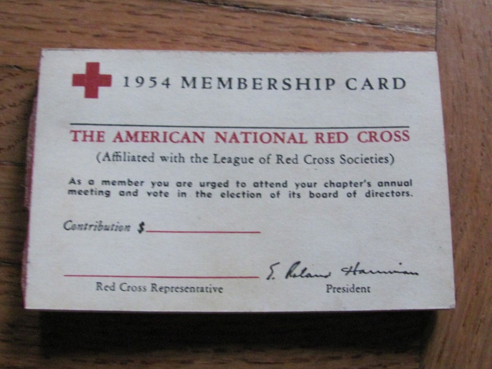 1954 AMERICAN RED CROSS PARTIAL MEMBERSHIP CARD BOOKLET