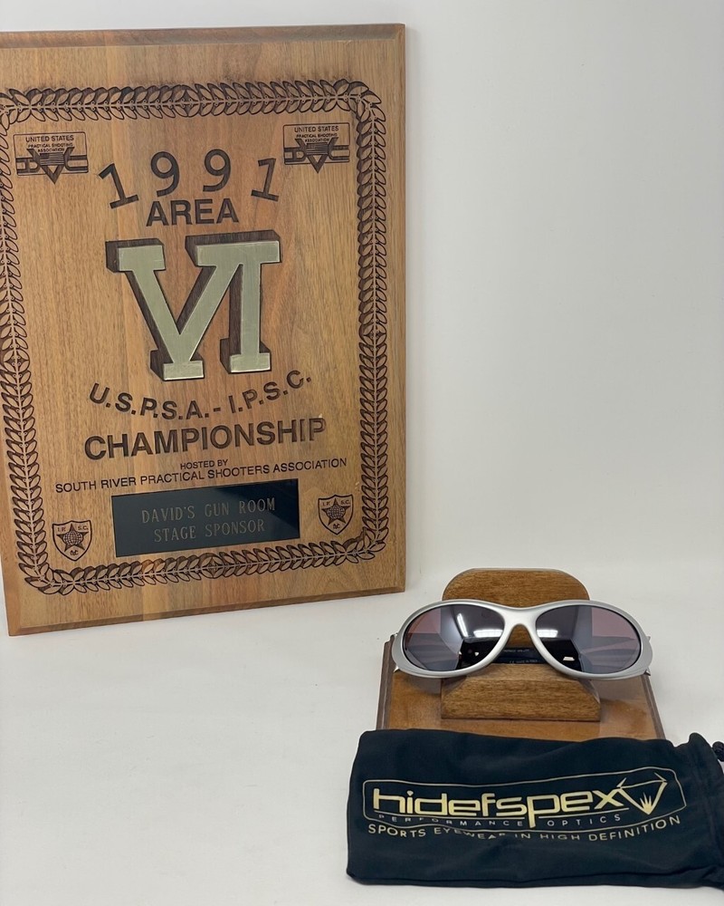 HIDEFSPEX Shooting Glasses, Silver Frame, Monaco Lenses 15%