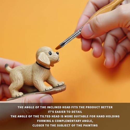 Set of 6 Miniature Paint Brushes with Triangular Handles - Acrylics - 6PCS