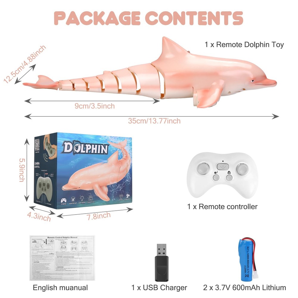 Remote Control Dolphin Toys for , 2.4G High Simulation Oceanic RC Dolphins Fi...