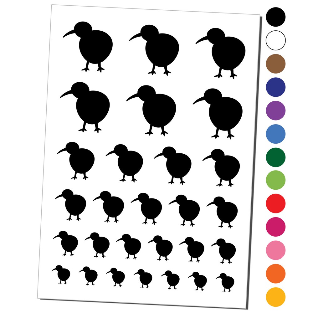 Kiwi Bird Solid Temporary Tattoo Water Resistant Set