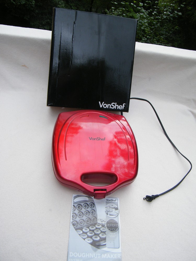 VonShef 12 Mini Doughnut Maker Donut Machine for Kid-Friendly Breakfast/Snacks