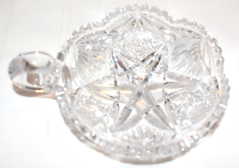 Clear Crystal Candy Dish with Handle Star Pattern