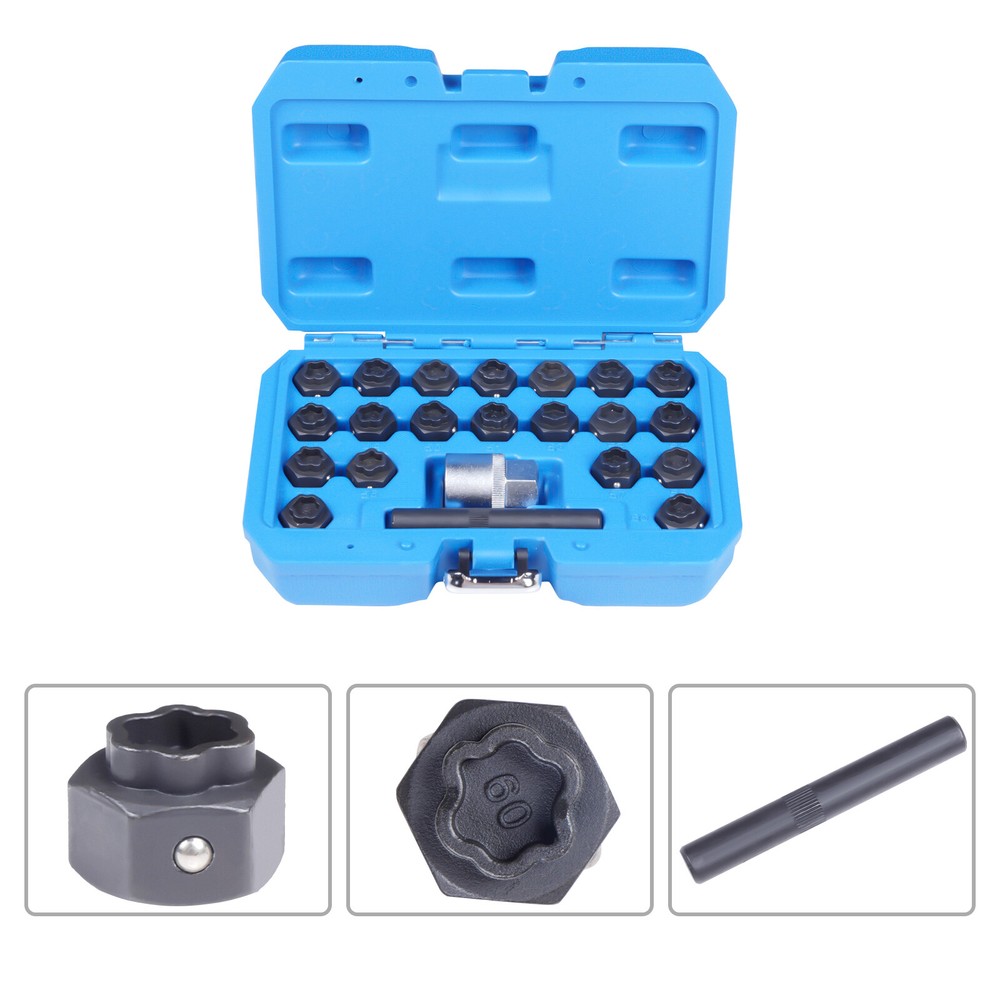 22pc Wheel Locking Lug Nut Master Key Set Lock Removal Tool For BMW Universal