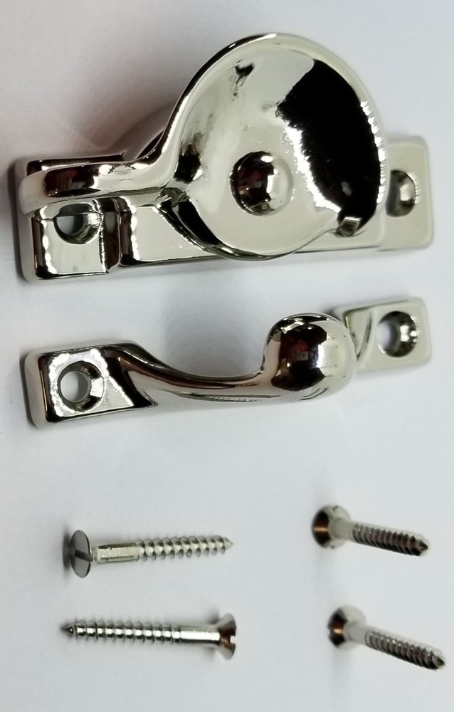 Decorative Solid Polished Nickel Heavy Spring Loaded Window Sash Lock Square new