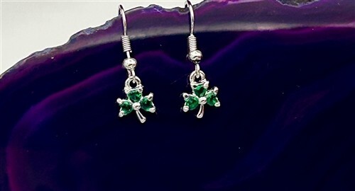 Celtic Dainty Emerald CZ Shamrock Earrings
