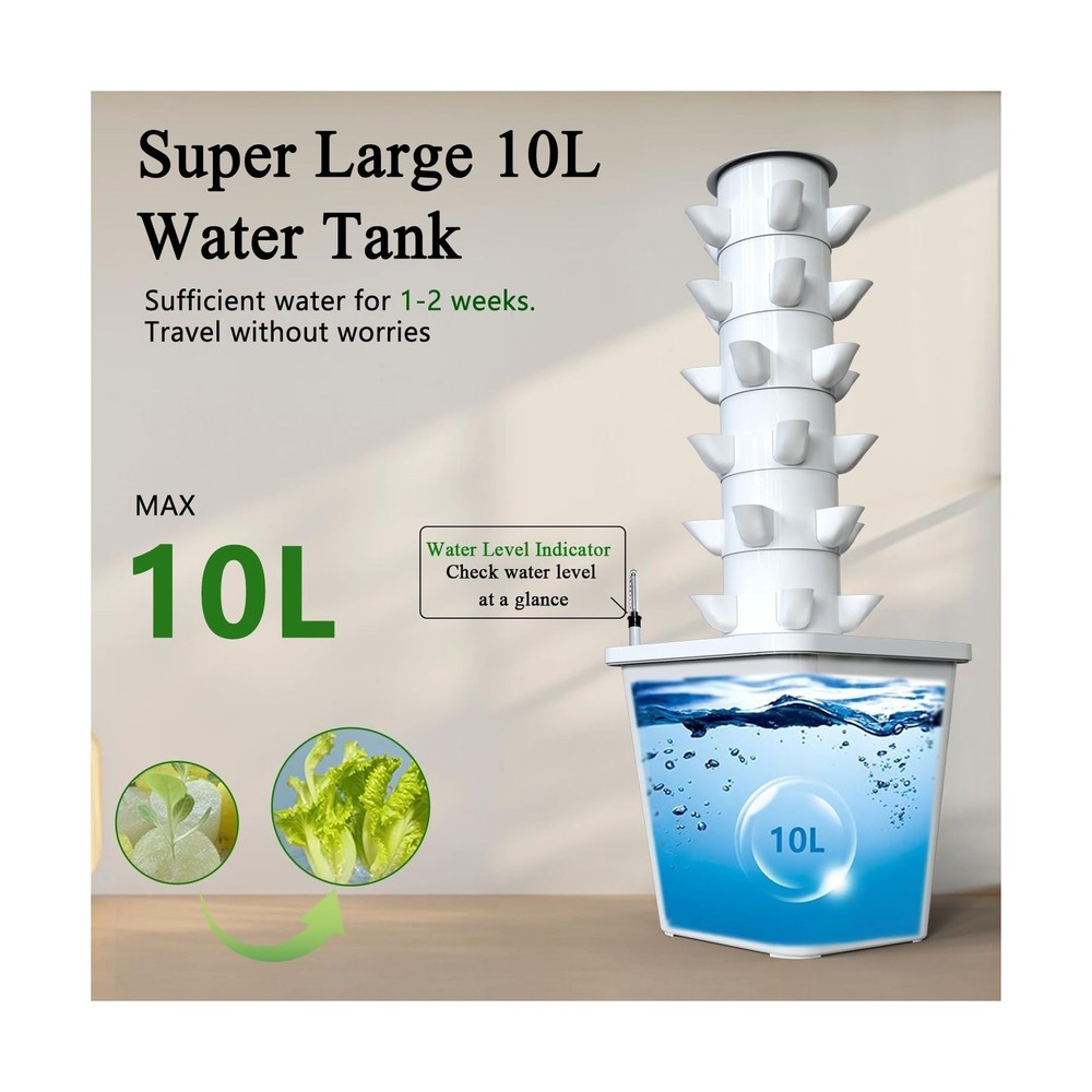 Hydroponics Growing System, 30-Plant Indoor Hydroponic Tower with Pump System...