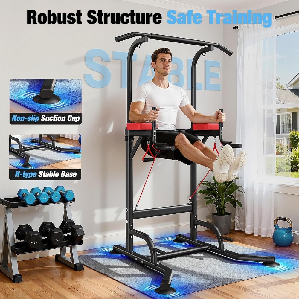 Power Tower Pull Up Bar Station, 450LBS Stable Power Tower Training