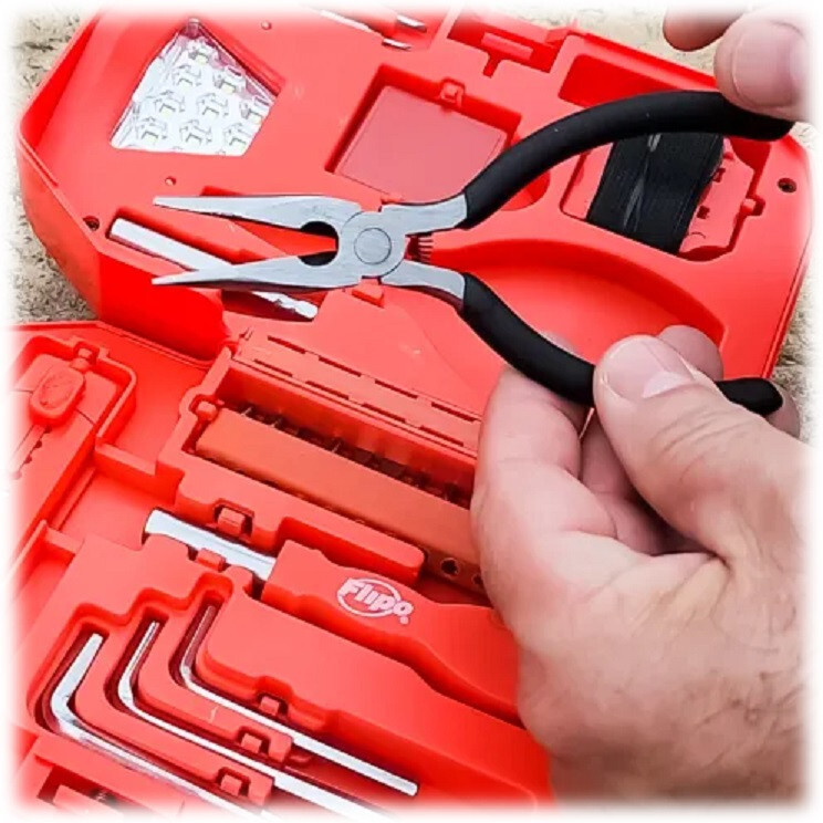Flipo 24-Piece Tool Pod Tool Set With LED Dual Use Work Light & Headlamp
