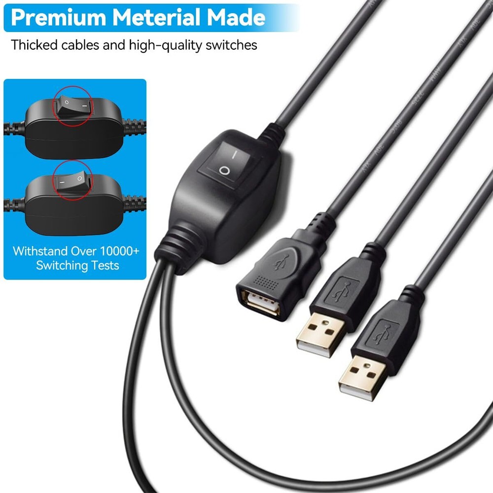 Herfair USB Splitter 1 in 2 Out Switch for Two Computers Connected One...