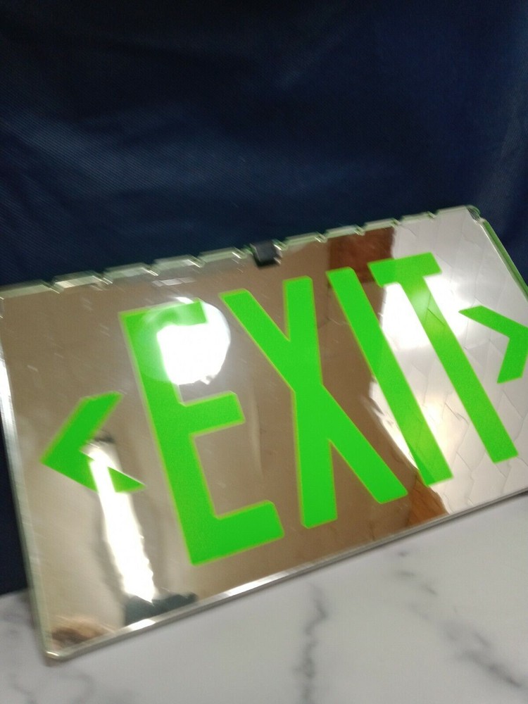 LED EXIT/ SIGN-Edge/Lit Led Exit Sign/ Green Double Faced Mirrored