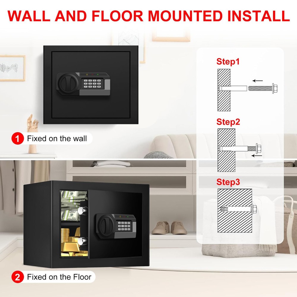1.2 Cuft Safe Box Fireproof Waterproof, Digital Security Safes for