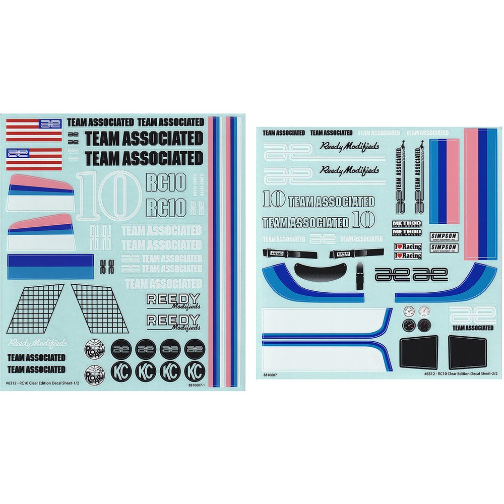 Associated 6312 RC10CC Decal Sheets