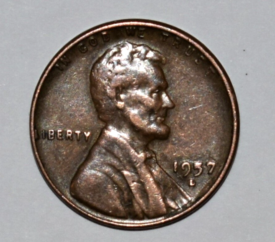 1957 D Penny Multi Error Filled 5 Weak D + Double Die Missing Letter Missing L