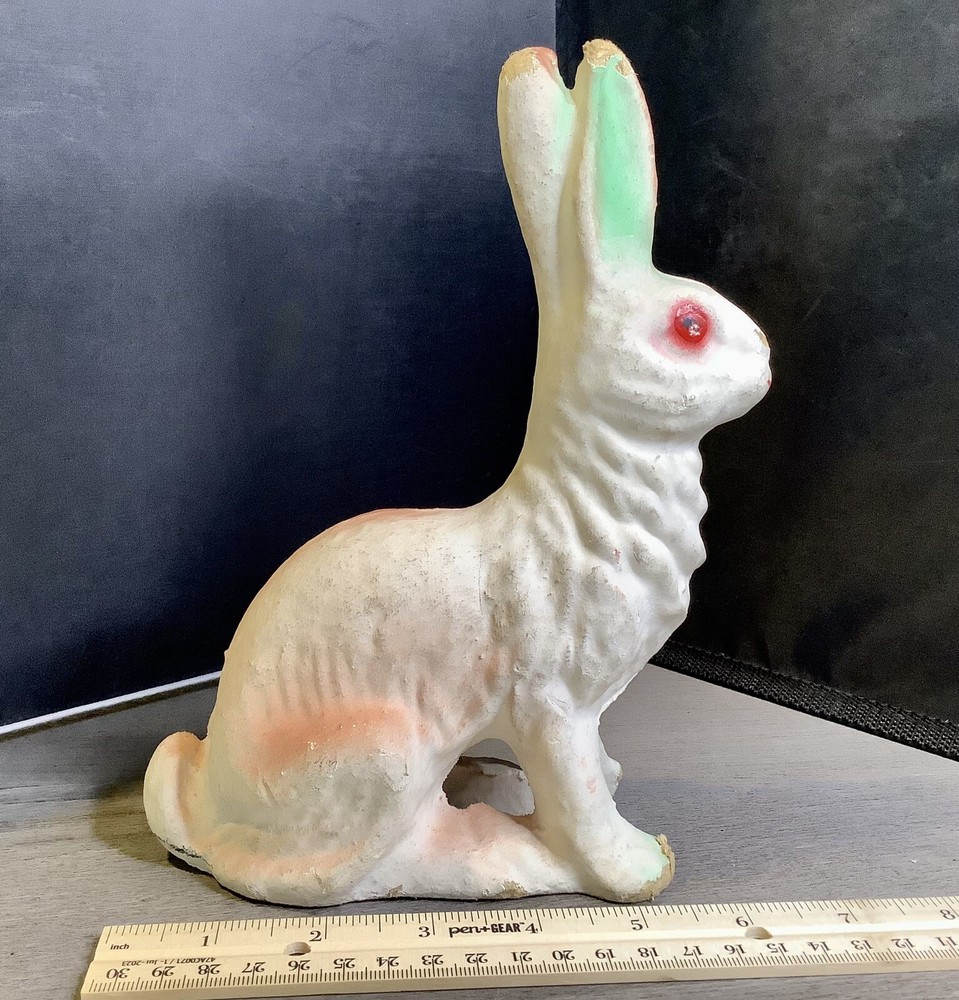 Paper Mache Multicolored Easter Rabbit decoration candy container